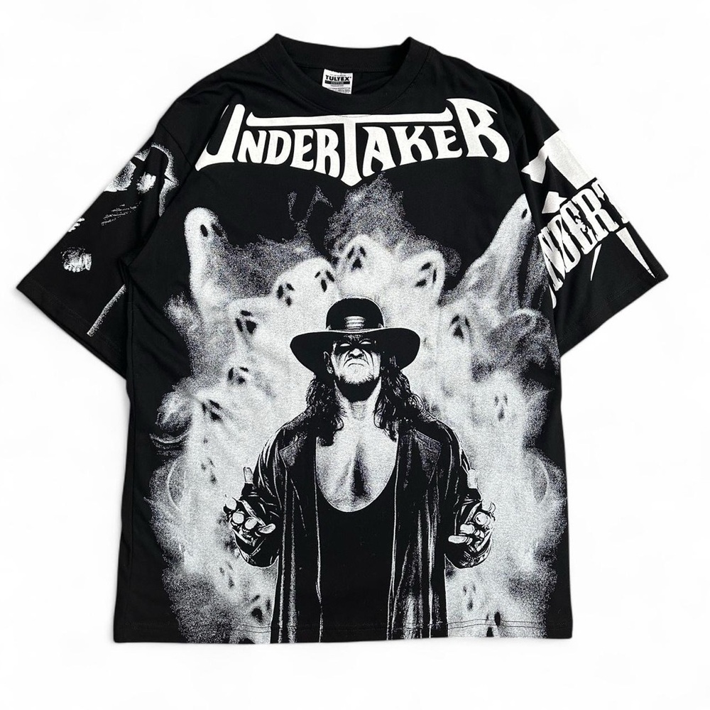 Black Undertaker Wrestling Tee Short Sleeve REPRINT AOP